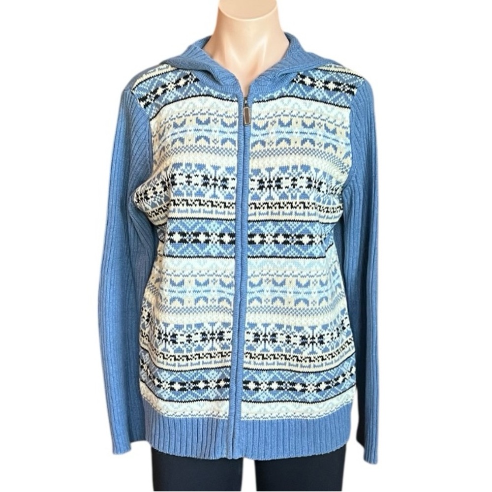 Casual Corner Annex Cozy Blue Patterned Women's Cardigan Medium EUC